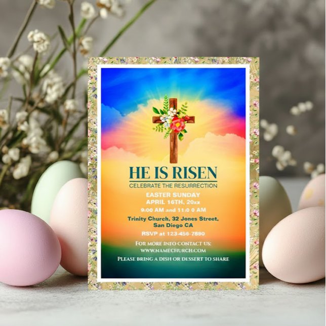 Easter He Is Risen CHURCH SERVICES Customized      Holiday Postcard (Creator Uploaded)