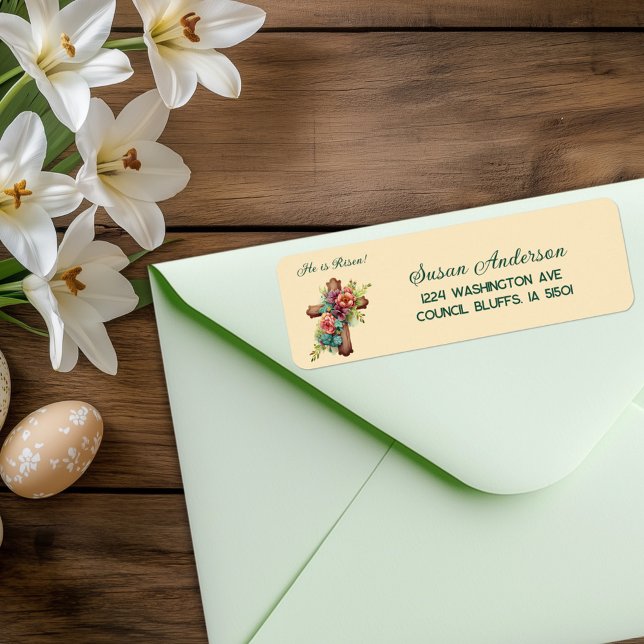 Easter “He is Risen” Floral Cross Label (Creator Uploaded)