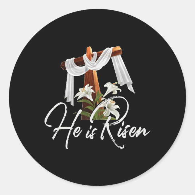 Easter He Is Risen For Christians 4 Classic Round Sticker (Front)