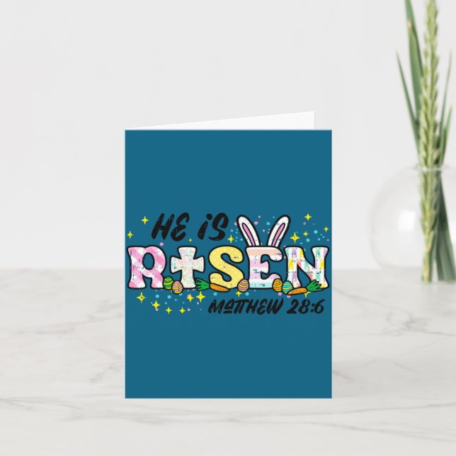 Easter he is risen matthew 28 6 christian women me card (Front)