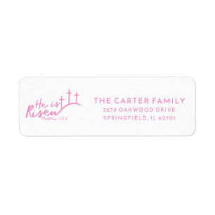 Easter He is Risen Minimal Cross Religious Pink