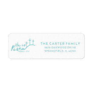 Easter He is Risen Minimal Cross Religious Teal