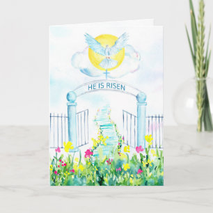 Easter He is Risen with Cross and Dove Card