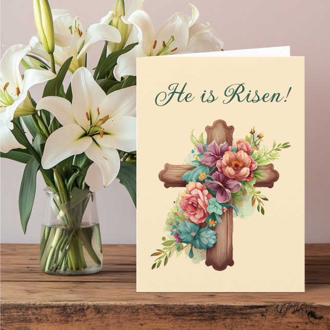 Easter “He is Risen” with customizable interior Holiday Card (Creator Uploaded)