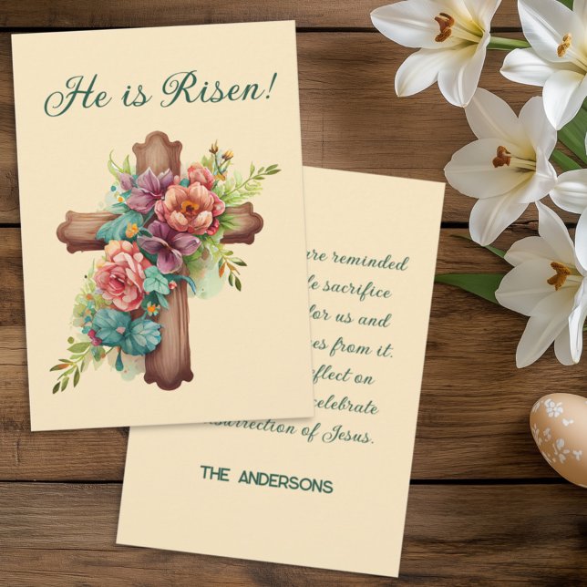 Easter “He is Risen” with customizable text Holiday Card (Creator Uploaded)