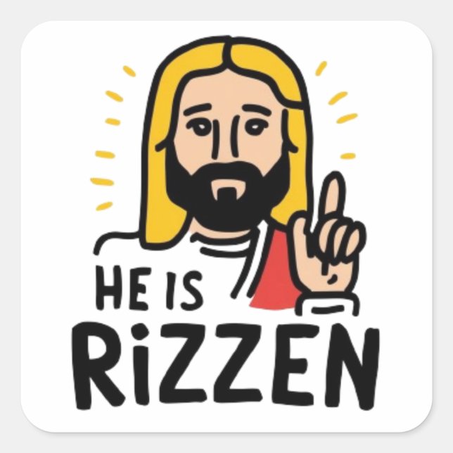 Easter he is Rizzen Square Sticker (Front)