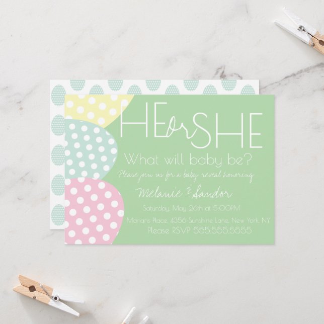 Easter He or She Baby Reveal Baby Shower Invitation (Front/Back In Situ)