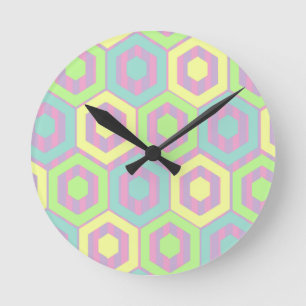 Easter Hexagons Round Clock