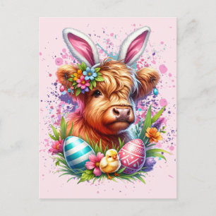 Easter Highland Cow Postcard