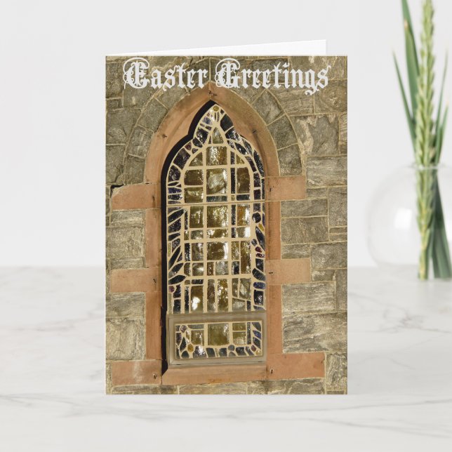 Easter Holiday-Ancient Glass Window Holiday Card (Front)