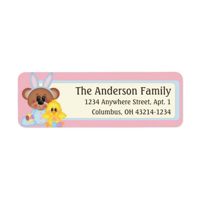 Easter Holiday Bixby Teddy Bear & Chick Address (Front)