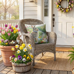 Easter Holiday Rabbit Nature  Outdoor Pillow