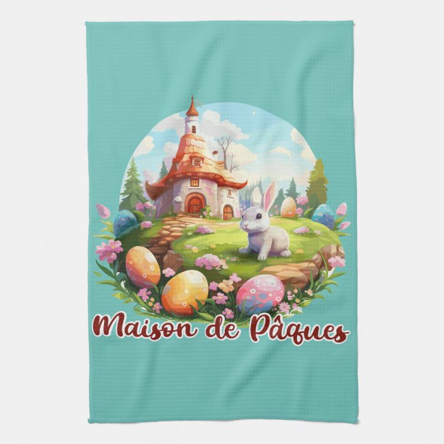 Easter House Kitchen Towel (Vertical)