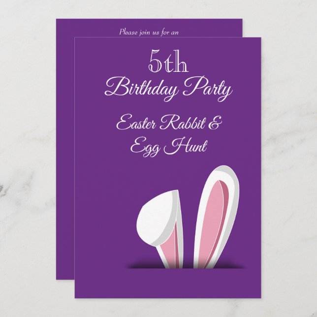 Easter Hunt 5th Birthday Invitation (Front/Back)