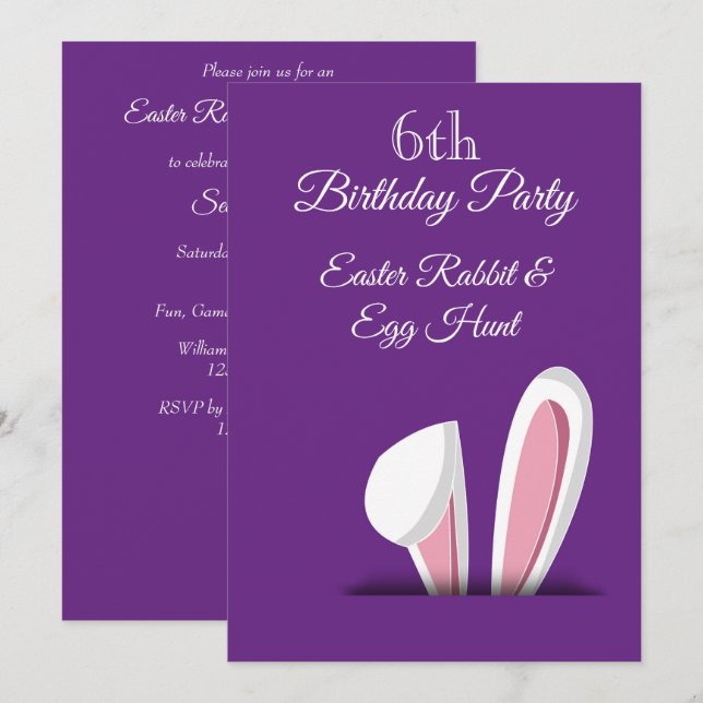 Easter Hunt 6th Birthday Party Invitation (Front/Back)