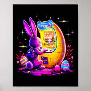 Easter Hunt Arcade - Bunny Gamer Retro 80s Style Poster