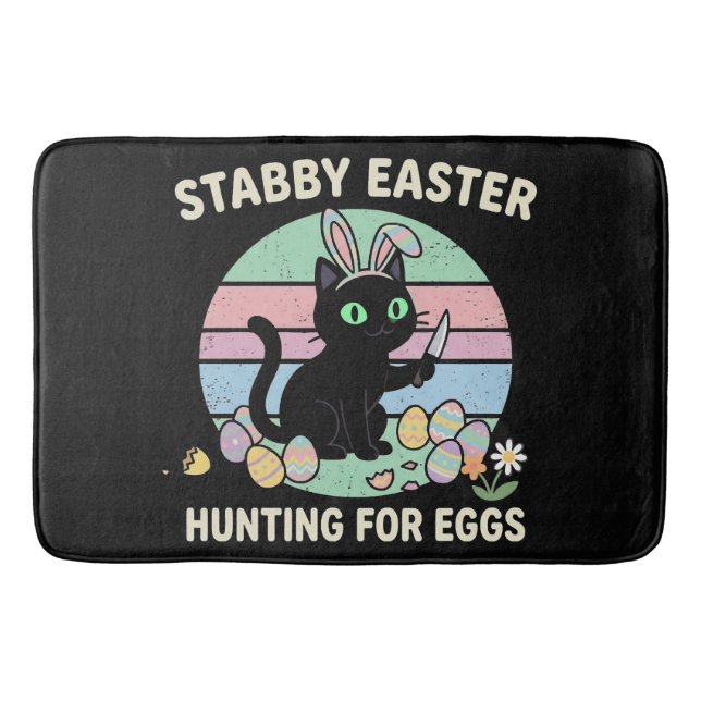 Easter Hunting For Eggs Funny Cat Bath Mat (Front)