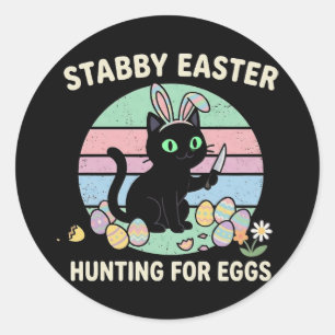 Easter Hunting For Eggs Funny Cat Classic Round Sticker
