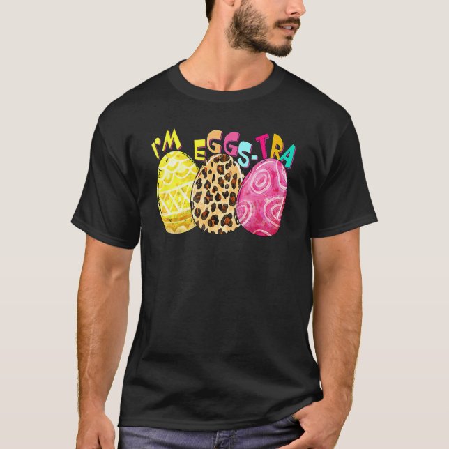 Easter Im Eggstra Womens Leopard Eggs Graphic 1 T-Shirt (Front)