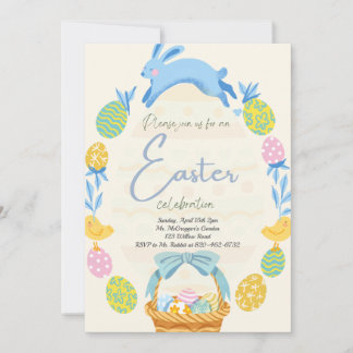 Easter Invitation Brunch Egg Hunt Bunny Rabbit