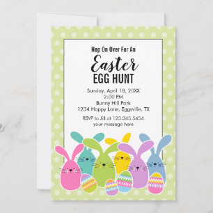 Easter Invitation Egg Hunt Bunnies