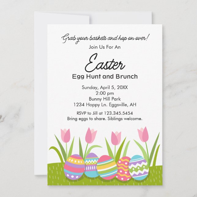 Easter Invitation for Brunch and Egg Hunt (Front)