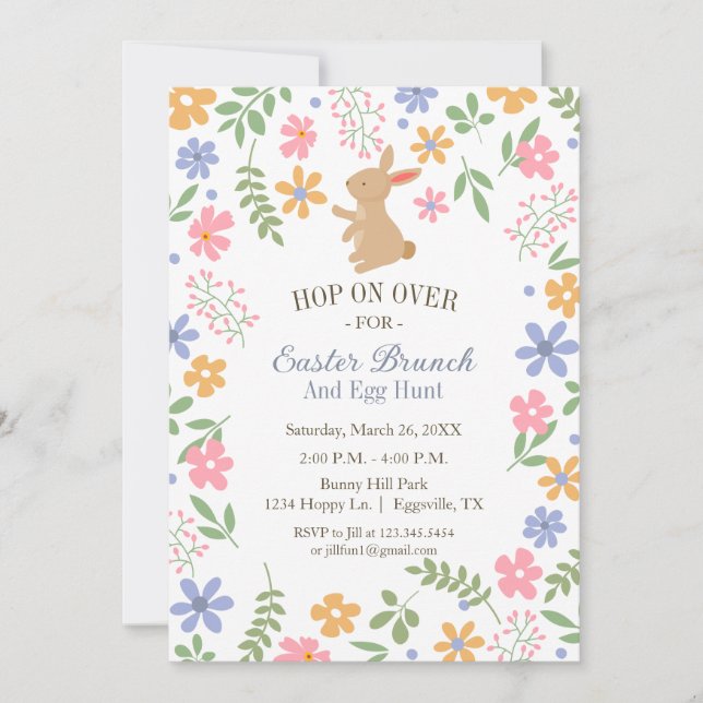 Easter Invitation Fun Cute Bunny for brunch (Front)