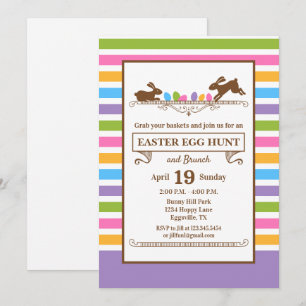 Easter Invitation retro vintage bunnies and eggs