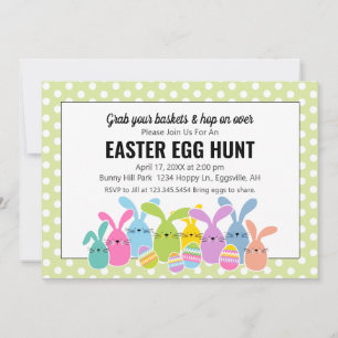 Easter Invitation with a crowd of bunnies Egg Hunt