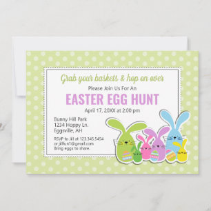 Easter Invitation with a crowd of bunnies Egg Hunt