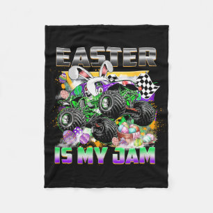Easter Is My Jam Monster Truck Bunny Boys Easter D Fleece Blanket