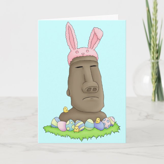 Easter Island Bunny Parody Holiday Card (Front)