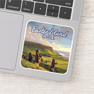 Easter Island Chile Moai Rapa Nui Polynesia Retro