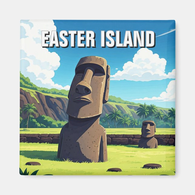Easter Island Chile Moai Travel Magnet (Front)