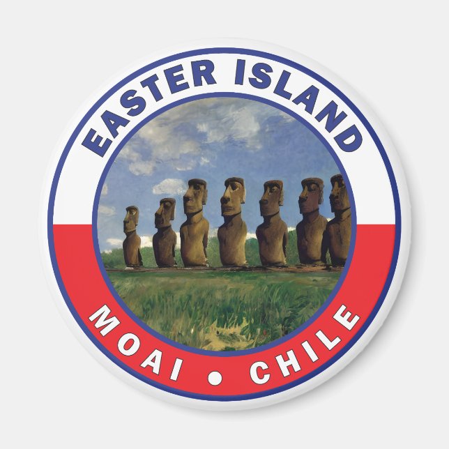 Easter Island Chile Watercolor Magnet (Front)