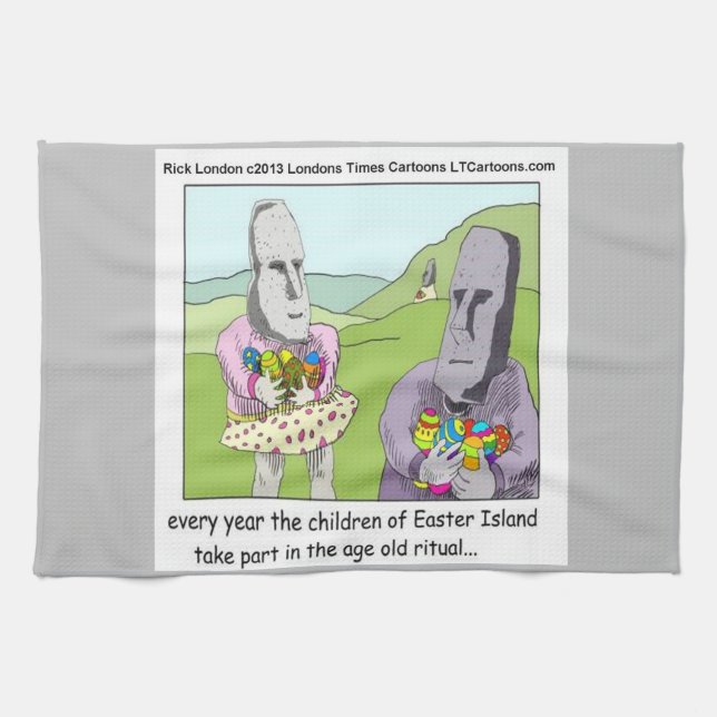 Easter Island Egg Hunt by Rick London Kitchen Towel (Horizontal)