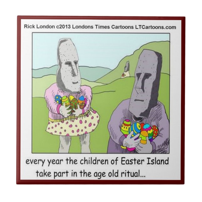 Easter Island Egg Hunt by Rick London Tile (Front)