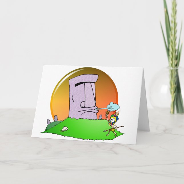 Easter Island Humour Holiday Card (Front)