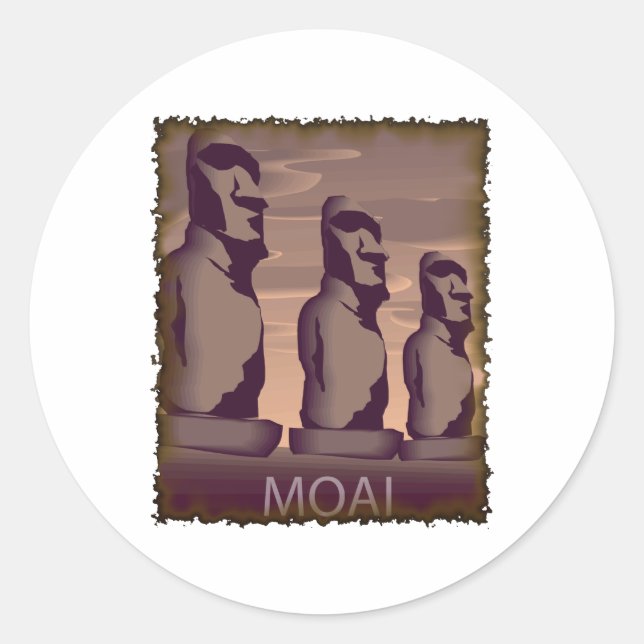 Easter Island Moai Classic Round Sticker (Front)