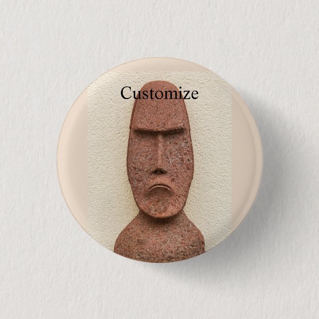 Easter Island Moai Head Thunder_Cove 1 Inch Round Button (Front)