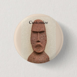 Easter Island Moai Head Thunder_Cove 1 Inch Round Button