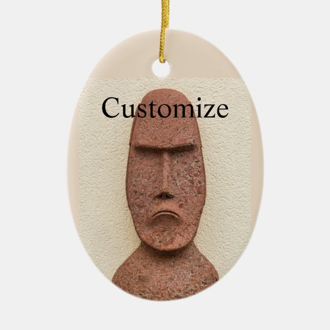 Easter Island Moai Head Thunder_Cove Ceramic Ornament (Front)