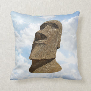 Easter Island Moai - Polyester Throw Pillow
