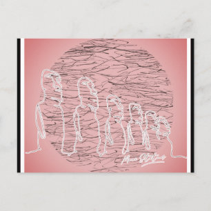 Easter Island Moai Statue Pink Travel Postcard