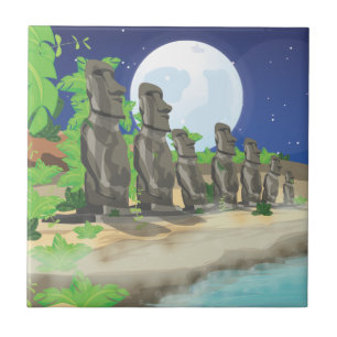 Easter Island Moai Tile