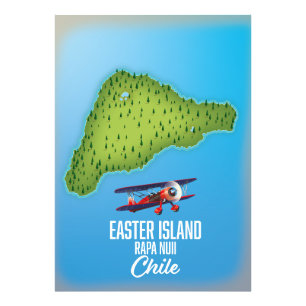 Easter Island Rapa Nuii map Photo Print