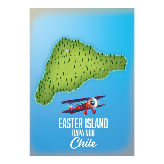 Easter Island Rapa Nuii map Photo Print (Front)