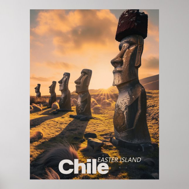 Easter Island - Retro Travel Poster (Front)