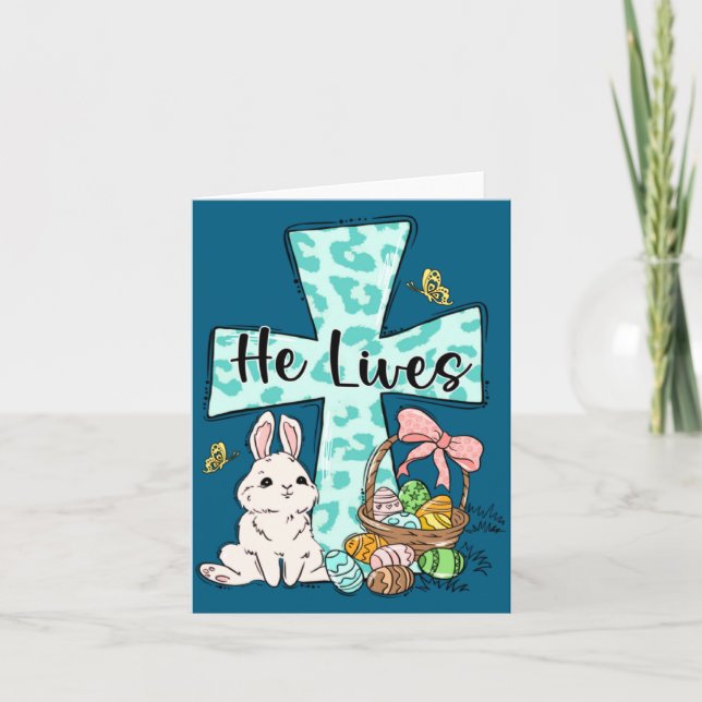 Easter Jesus Cross Bunny Ears Easter Card (Front)