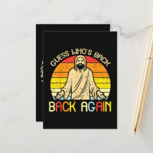 Easter Jesus Guess Whos Back Religious Christian Announcement Postcard